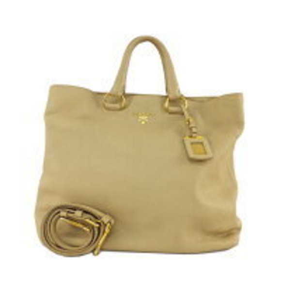 Prada All Bag Bag Leather Shoulder Season Beige Tote - Picture 1 of 9
